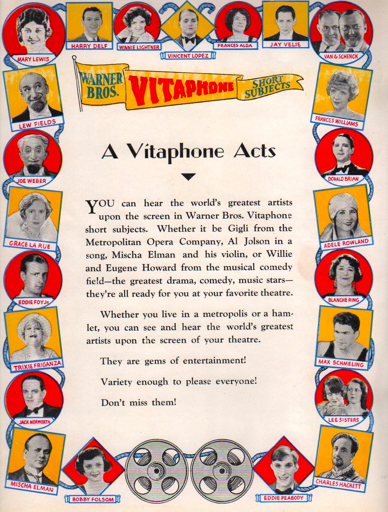 Vitaphone Acts Advertisement
